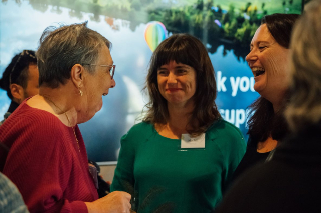 chatting with Lisa Machin and Allison Henry of NRCF at the Annual Community Grant Giving Event 2022